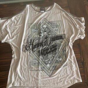 Harley-Davidson Light Beige Tee with Black and Orange Logo